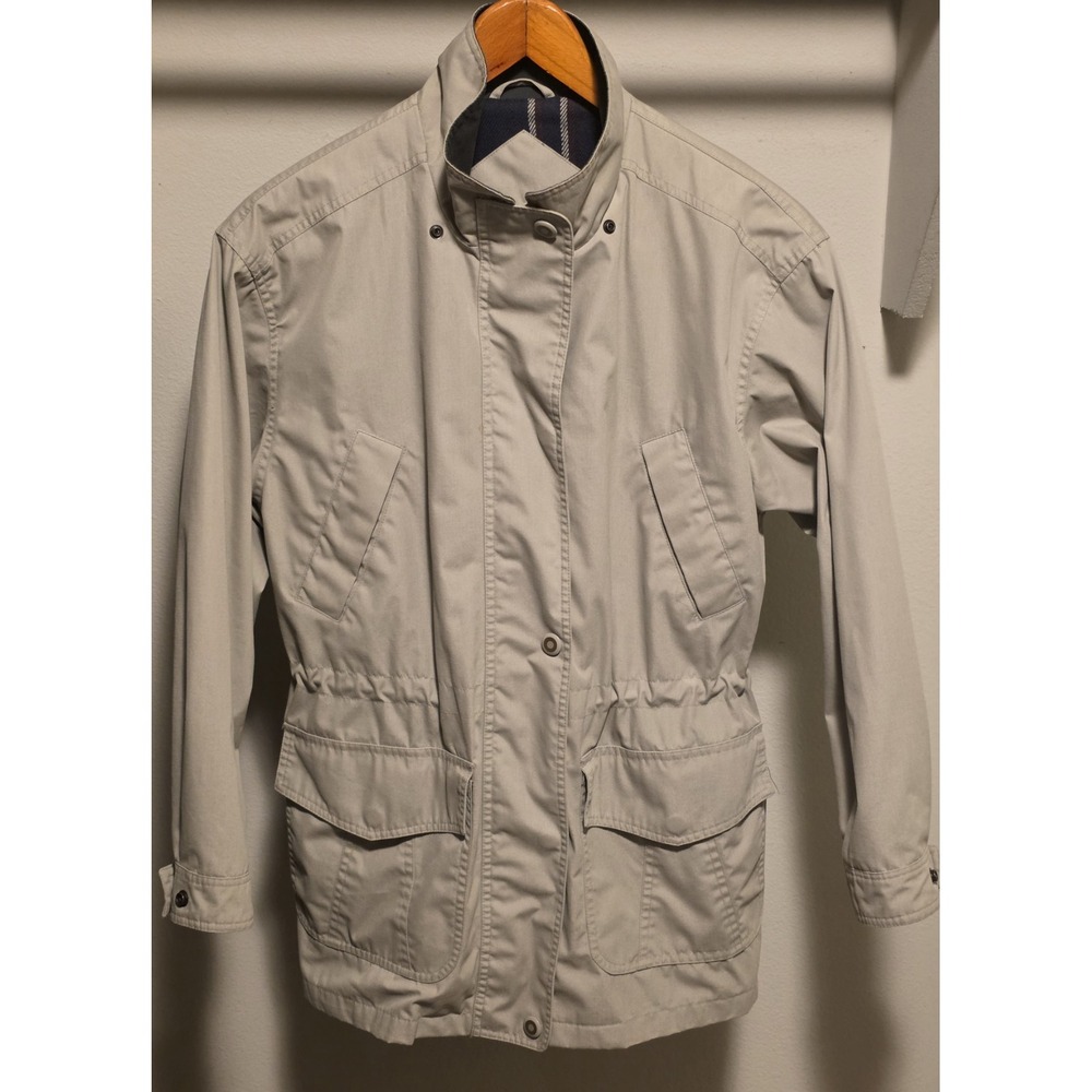 Westbound Men's Beige Utility Jacket Plaid Lining Front Pockets Zip Up‎ Small